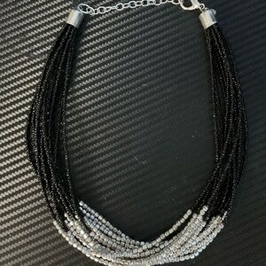 Elegant Black and Silver Beaded Necklace